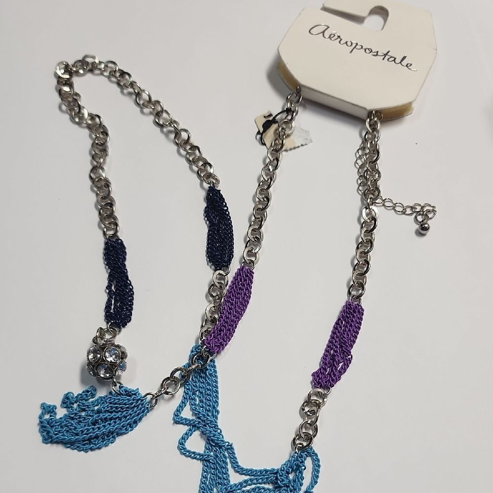 Aeropostale Silver and Multicolor Chain Necklace